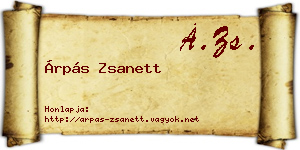 Árpás Zsanett névjegykártya